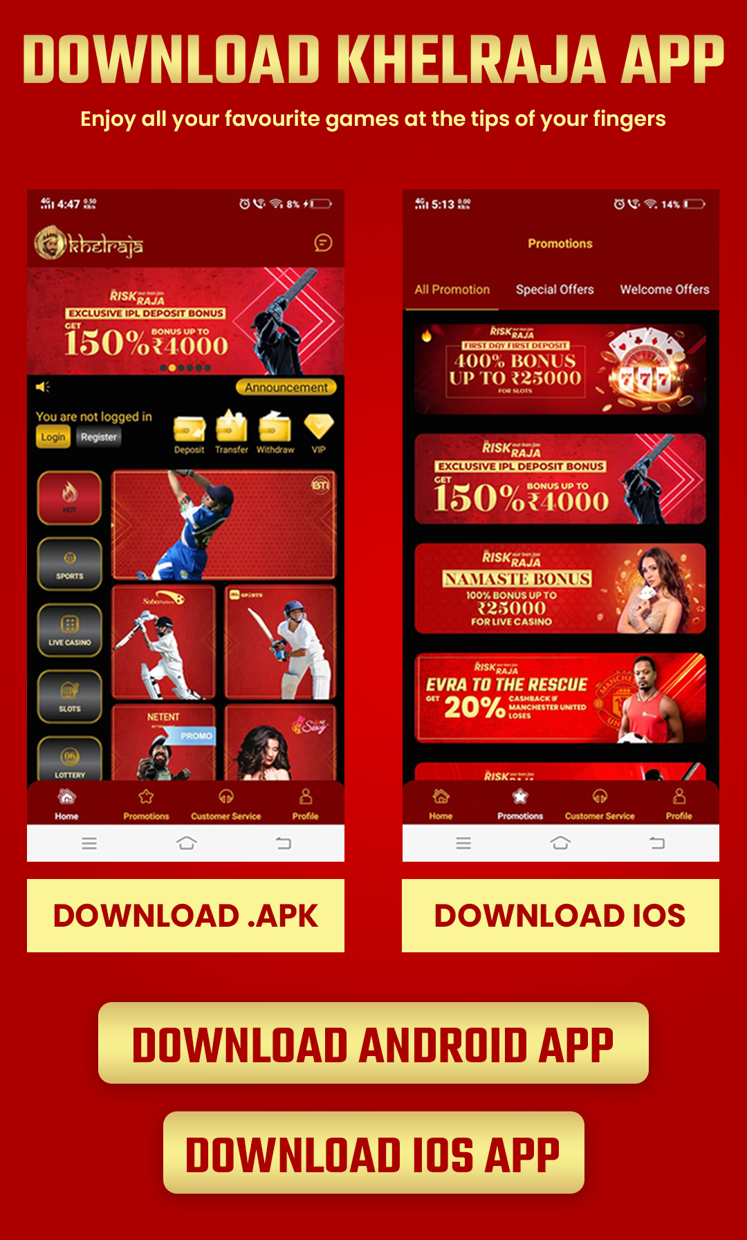 Khelraja Casino App Download & Set up to have Android APK and ios