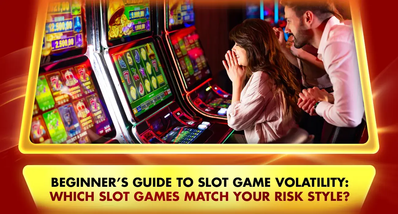 online slots volatility guide - man and woman playing slot machines