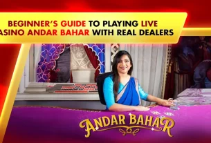 beginner andar bahar guide - live casino host wearing sari, purple table