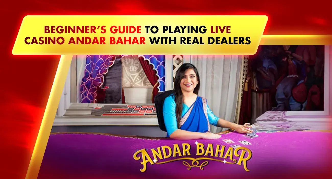 beginner andar bahar guide - live casino host wearing sari, purple table