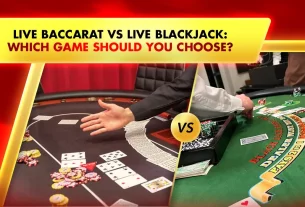 blackjack table and baccarat tables with cards and dealer hands in live casino