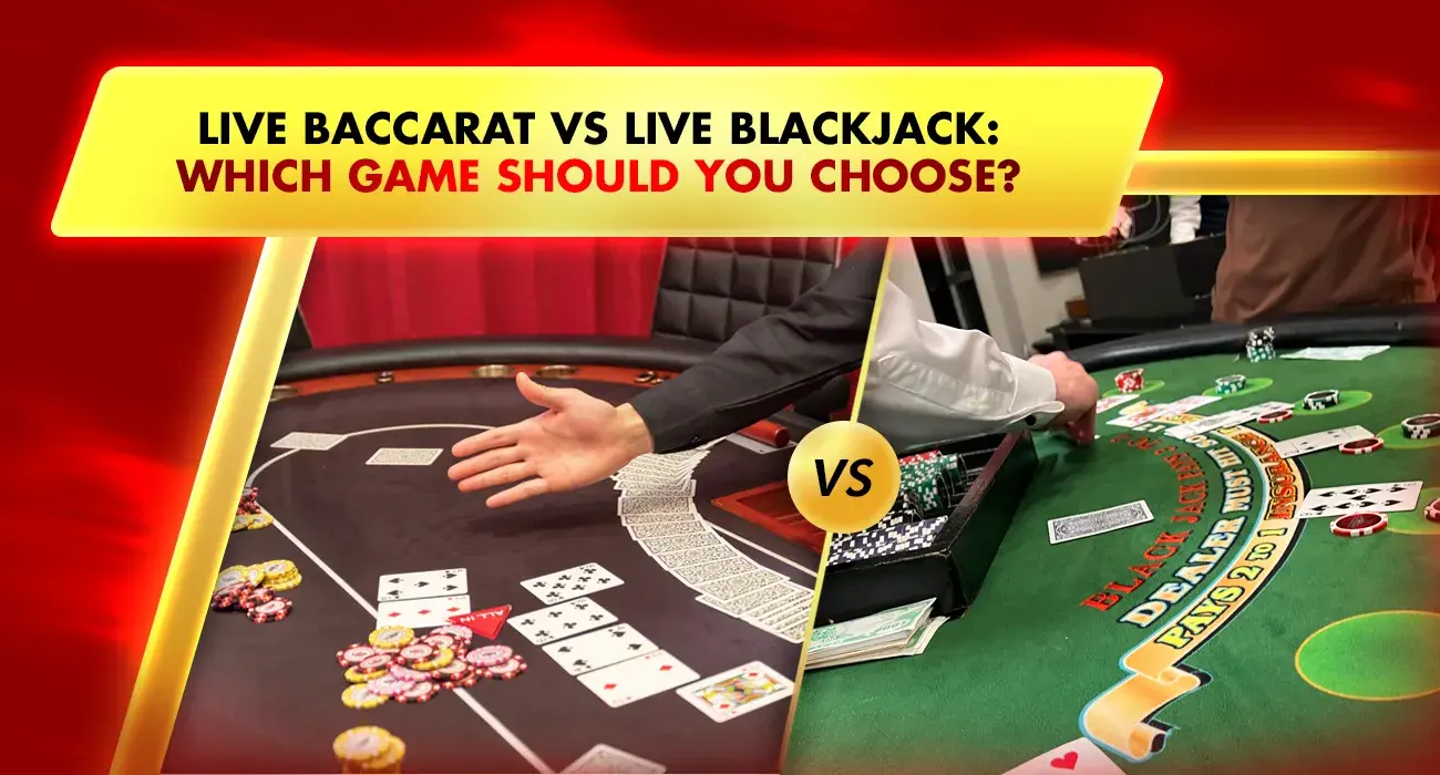 blackjack table and baccarat tables with cards and dealer hands in live casino