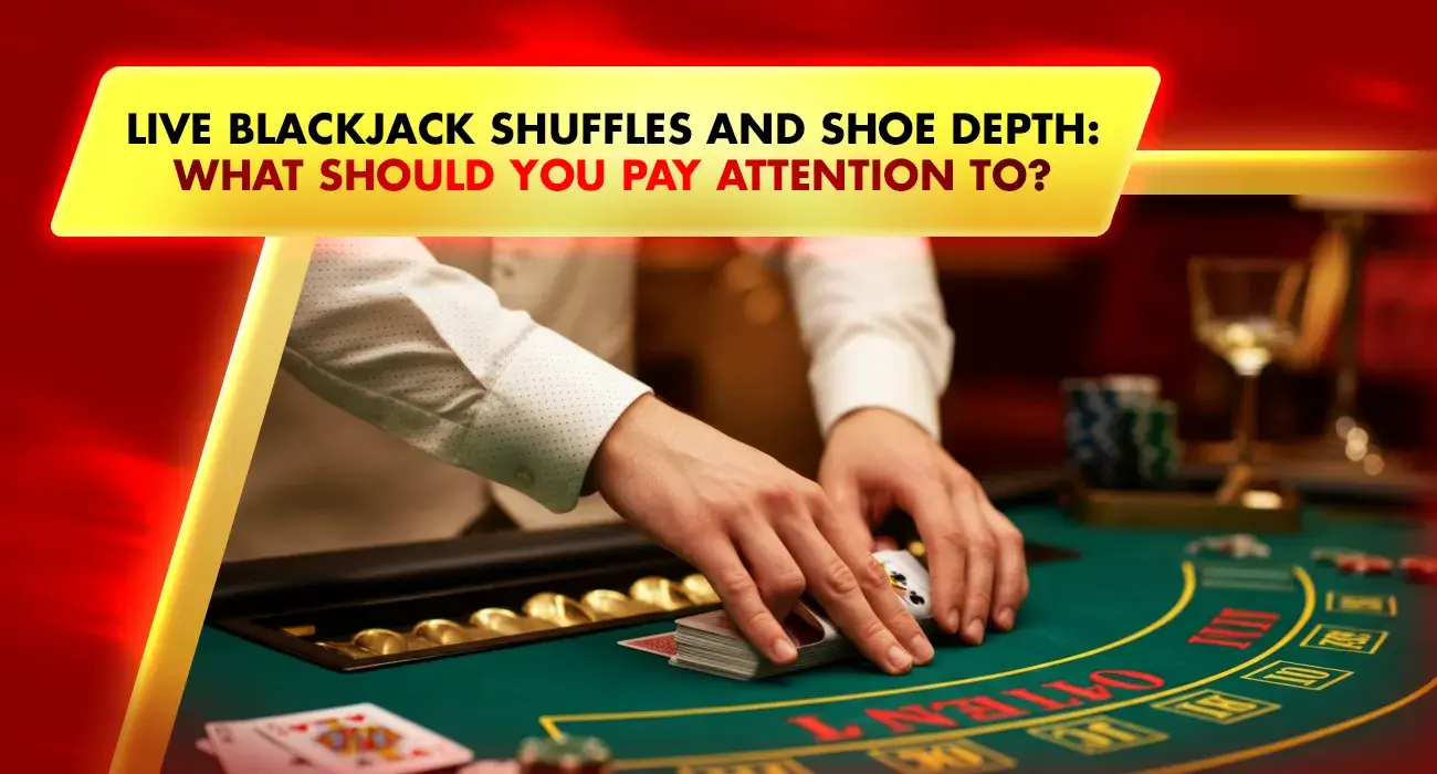 dealers hands on a live blackjack table with poker chips and playing cards