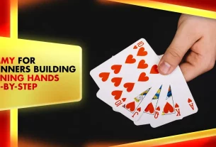 hand holding rummy cards showing pure sequence of hearts