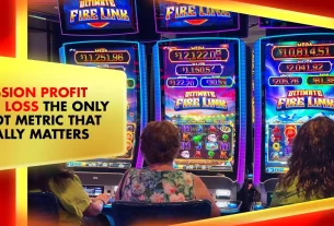 people playing in front of tall slot machines