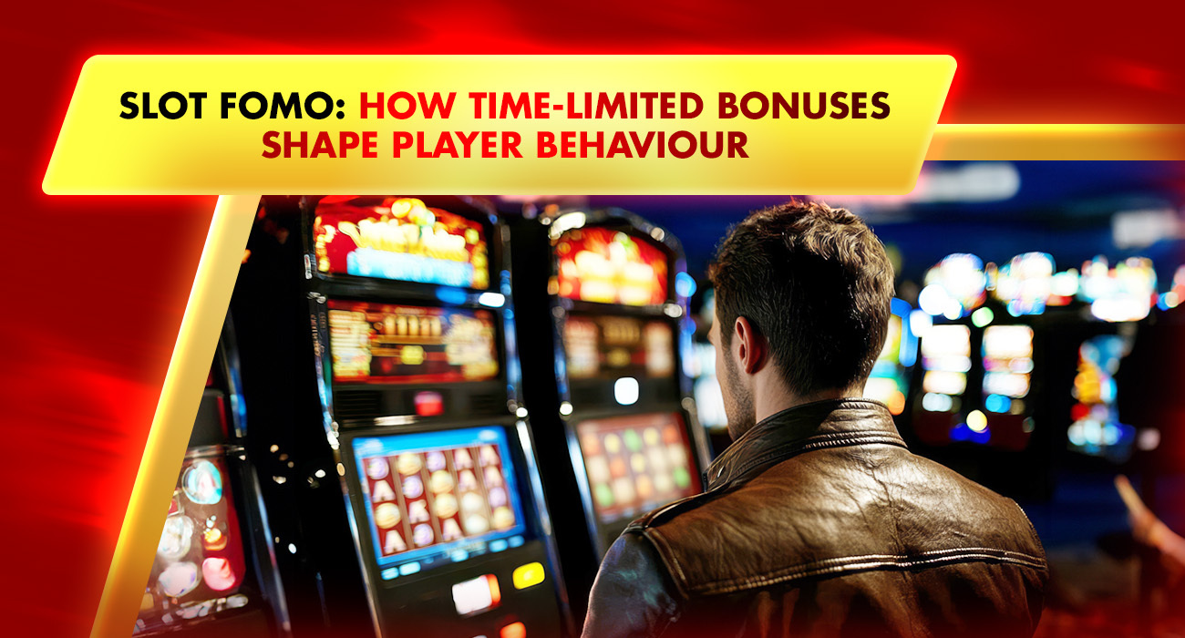 slots game machines facing a man wearing a brown leather jacket