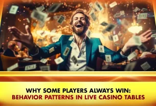 man celebrating wins with cards flying around in a live casino