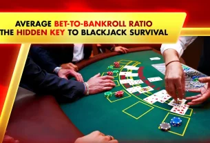 blackjack table with player and dealer hands using chips and cards