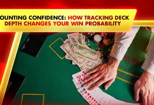 live blackjack table with playing cards, chips, and cash