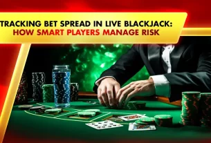 live blackjack table with dealer hands, playing cards, and a stack of playing casino chips