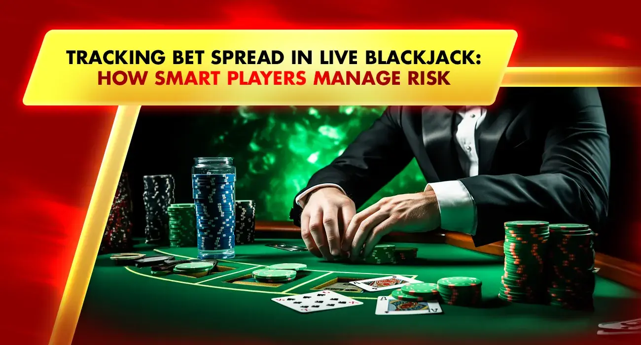 live blackjack table with dealer hands, playing cards, and a stack of playing casino chips