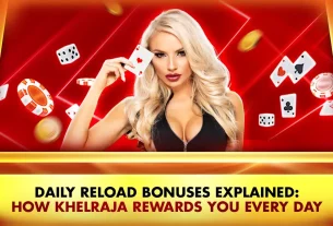 woman holding cards and celebrating khelraja daily reload bonus