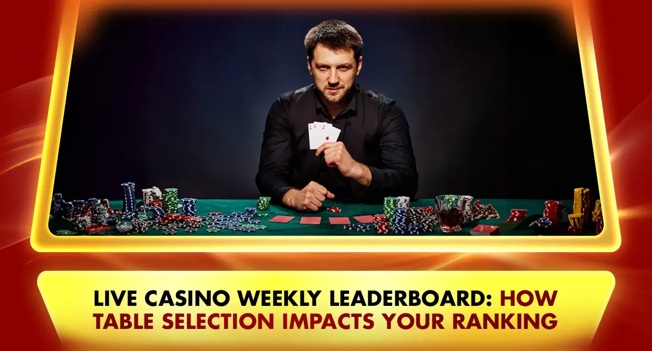 live casino player in front of a table with chips and cards