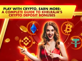 woman with crypto signs behind her explaining bonus from khelraja online casino