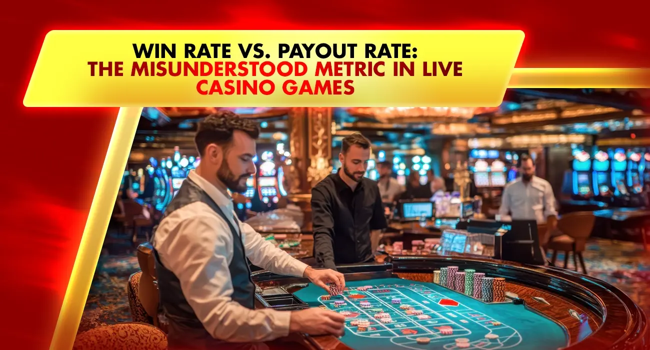 player and dealers around a live casino table filled with chips and cards