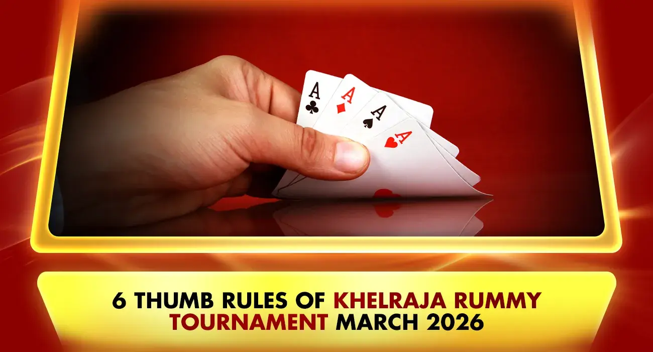 hand revealing rummy tournament cards of four aces