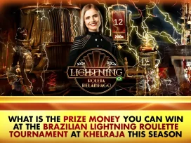 Brazilian Lightning Roulette host with lightning on background